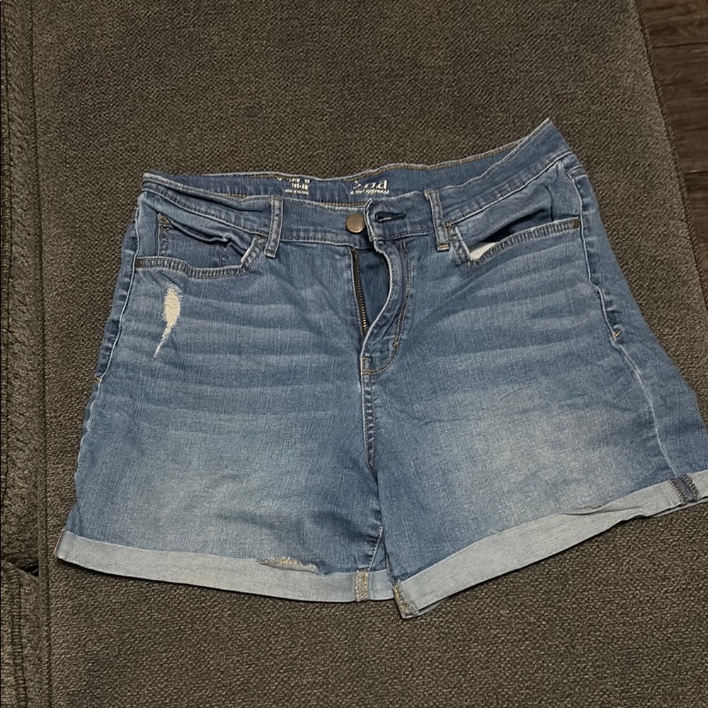 a.n.a Blue Jean Shorts Mid-Length Cuffed